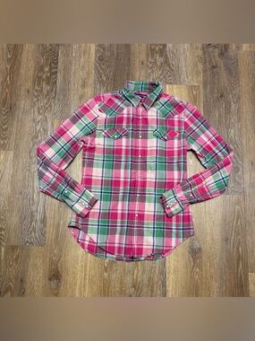 Ralph Lauren Pink & Green Plaid Button-Down Shirt